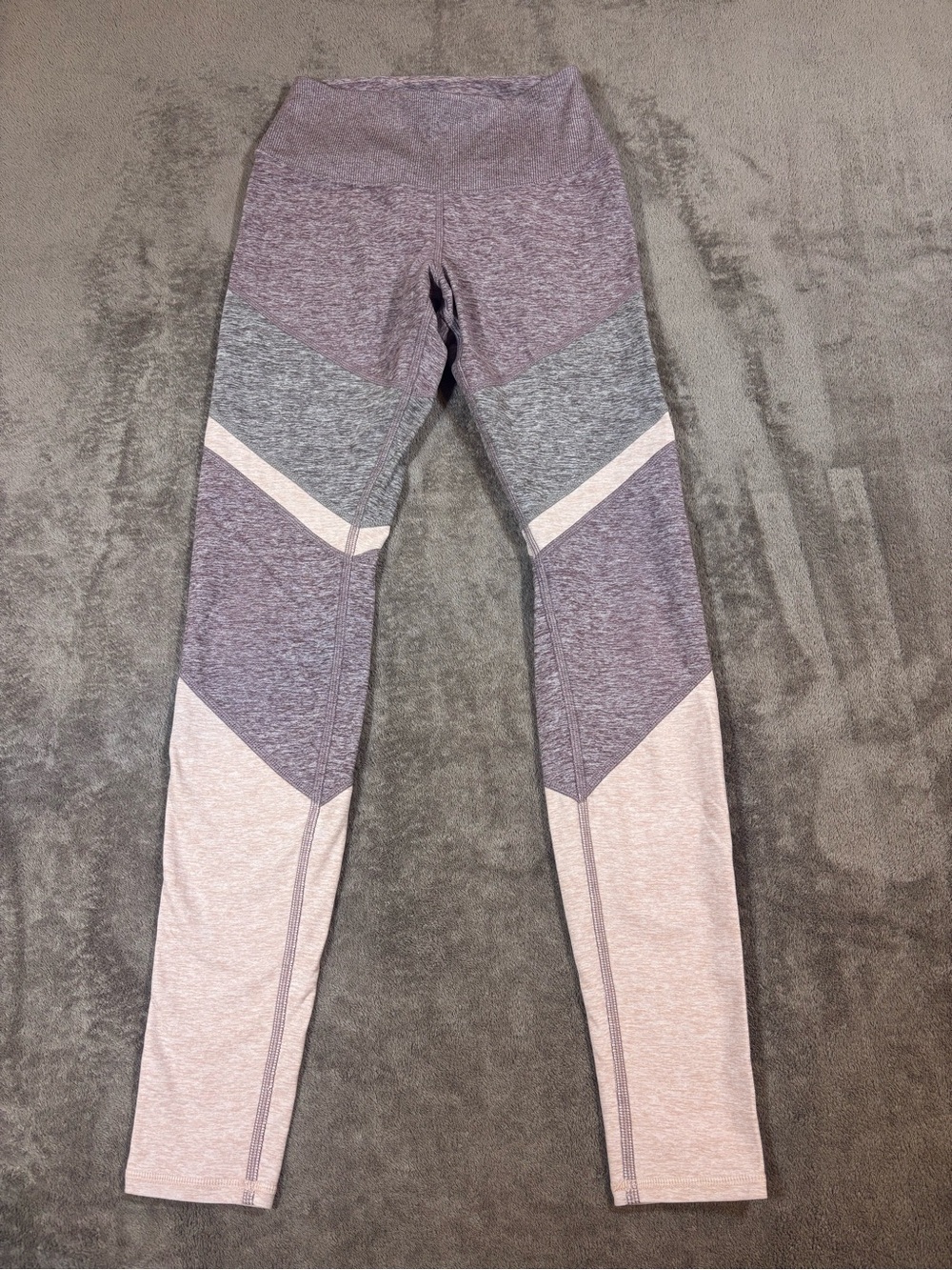 ALO Yoga Colorblock High-Waist Athletic Leggings Pink Purple Gray Womens Small